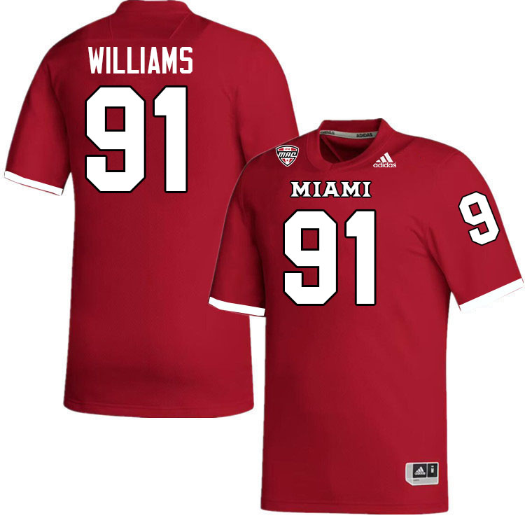 Miami University Redhawks #91 Sam Williams College Football Jerseys Stitched-Red